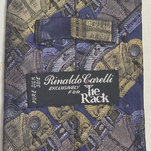 Vintage Italian Silk Tie, Car Pattern, Novelty, 80s 90s Retro - Rinaldo Carelli - Picture 3 of 5